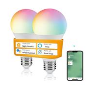 DoHome E27 Smart Bulb, Music Sync Dimmable 9W 850lm, WiFi LED Light Bulb Compatible with Apple HomeKit,Alexa and Google Home Assistant, APP Remote Control RGB Colour Changing Pack of 2