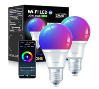 DoHome Matter E27 Smart Bulb 9W 900lm Smart LED Light Bulbs with Music Sync, Dimmable & Colour Changing Works with Apple HomeKit/Siri/Google Home/Alexa/SmartThings 2 Pack