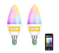 DoHome Smart Bulb E14 WiFi LED Candle Bulbs, 5W 300lm Music Sync Dimmable, RGB Colour Changing 2700K-6500K Works with Apple HomeKit/Alexa/Google Home, APP & Voice Control, No Hub Required 2 Pack