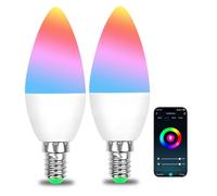 DoHome Smart Bulb E14 WiFi LED Candle Bulbs Music Sync Dimmable 2700K-6500K 5W 300LM Works with Alexa and Google Home, RGB Color Changing, No Hub Required 2 Pack
