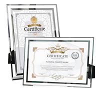 Dohomi Set of 2 Silver Photo Frames A4 Frame for 21 x 29.7 cm Certificates Glass Document Frame Graduation Poster Frame Table Photo Frame