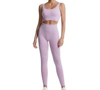 dohomiryo Workout Outfits for Women 2 Piece Set Ribbed Seamless Yoga Outfits Crop Top Sportswear Leggings Exercise Sports Bra Tracksuits Set Light purple S