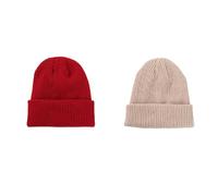 DoHTeck 2 x Unisex Knitted Warm Beanie, Autumn and Winter Solid Color Fashion Beanie Warm Knit Hat, Suitable for Many Occasions