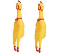 DoHTeck 2Pcs Yellow Rubber Screaming Chicken Dog Pet Toy, Puppy Playing Squeeze Sound Scare Scream Chicken Noise Doggy Toys, Safe and No Smell