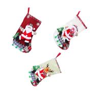 DoHTeck Christmas Stockings Classic Stocking bag, 3 Pieces Santa Claus, Fawn, Little Bear, Snowman Family Holiday Party Decoration
