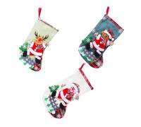 DoHTeck Christmas Stockings Classic Stocking bag, 3 Pieces Santa Claus, Fawn, Little Bear, Snowman Family Holiday Party Decoration
