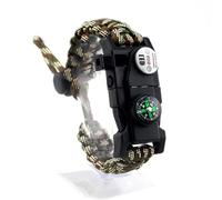 DoHTeck LED SOS Light Adjustable Trendy Outdoor Personality Camping Compass, Rescue Whistle, Igniter, Multi Tool Paracord Bracelet