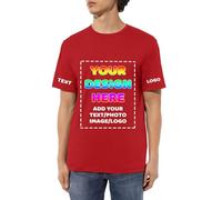 DOHXQM Custom Unisex T-Shirt Personalised Name, Gift for Him & Her - Unique Customizable Shirt for Men & Women T Shirts Create Your Own Custom Personalised T Shirt Any Photo Any Text Red