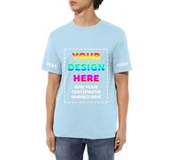 DOHXQM Custom Unisex T-Shirt Personalised Name, Gift for Him & Her - Unique Customizable Shirt for Men & Women T Shirts Create Your Own Custom Personalised T Shirt Any Photo Any Text Light Blue