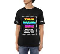 DOHXQM Custom Unisex T-Shirt Personalised Name, Gift for Him & Her - Unique Customizable Shirt for Men & Women T Shirts Create Your Own Custom Personalised T Shirt Any Photo Any Text Black