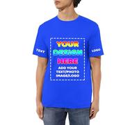 DOHXQM Custom Unisex T-Shirt Personalised Name, Gift for Him & Her - Unique Customizable Shirt for Men & Women T Shirts Create Your Own Custom Personalised T Shirt Any Photo Any Text Blue