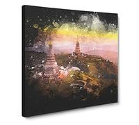 Doi Inthanon Ban Luang Thailand Paint Splash Canvas Print | Gallery Wrapped 30mm Frame Wall Art | 14x14 inches | Ready to Hang | Modern Picture | Living Room Bedroom Lounge Office