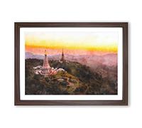 DOI Inthanon Ban Luang Thailand Painting Framed Print | A2 Walnut Framed Wall Art | Ready to Hang | Modern Historical Picture | Living Room Bedroom Lounge Office