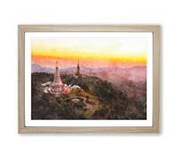Doi Inthanon Ban Luang Thailand Painting Modern Art Framed Print | A2 Oak Framed Wall Art | Ready to Hang | Modern Historical Picture | Living Room Bedroom Lounge Office