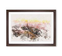 DOI Inthanon Ban Luang Thailand Watercolour Framed Print | A2 Walnut Framed Wall Art | Ready to Hang | Modern Historical Picture | Living Room Bedroom Lounge Office