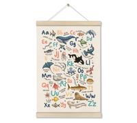 DOI-LANEE Alphabet Ocean Poster Hanger Frame 16x12 Inch, Educational Montessori Posters Toddler, Ocean Room Decor, Alphabet Chart for Preschool Classroom, ABC Learning, Sea Life Decor