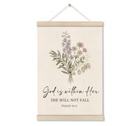 DOI-LANEE Christian Bible Verse Wall Art - God Is Within Her She Will Not Fall, Positive Affirmations Wall Decor, Boho Jesus Decor for Prayer Room, Religious Scripture Poster Hanger Frame
