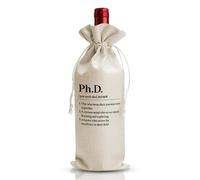DOI-LANEE PHD Degree Graduation Gift Wine Bag, Doctorate Gift For Him Her Man Woman Friend, Med School Graduation Party Gift Decoration, Reusable Cotton Burlap Wine Bag