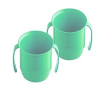 Doidy Cup Free Flow Toddler Cup 200 ml (7oz) | Trainer Sippy Cup (No Valve or Spout) | 3+ Months | Open Beaker with Handles for Easy Drinking | BPA-Free (Green, Two Pack)