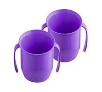 Doidy Cup, Open Cup for Training Baby 6 Months-3 Years, 200ml, Slanted Weaning Cup with Handles for Learning to Drink, BPA Free, 2 Pack (Purple)