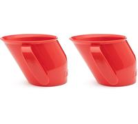 Doidy Cup, Open Cup for Training Baby 6 Months-3 Years, 200ml, Slanted Weaning Cup with Handles for Learning to Drink, BPA Free (Red) (Pack of 2)