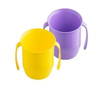 Doidy Cup, Open Cup for Training Baby 6 Months-3 Years, 200ml, Slanted Weaning Cup with Handles for Learning to Drink, BPA Free, 2 Pack (Lilac/Yellow)