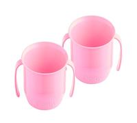 Doidy Cup, Open Cup for Training Baby 6 Months-3 Years, 200ml, Slanted Weaning Cup with Handles for Learning to Drink, BPA Free, 2 Pack (Pink)