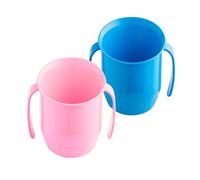 Doidy Cup, Open Cup for Training Baby 6 Months-3 Years, 200ml, Slanted Weaning Cup with Handles for Learning to Drink, BPA Free, 2 Pack (Pink/Blue)