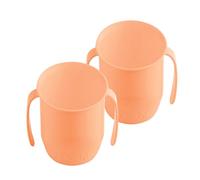 Doidy Cup Pack of 2, 200ml (7oz) | 3+ Months | Easy Training for Transition to Weaning | Open Beaker with Handles for Easy Drinking (DoidyCup Twin, Orange)