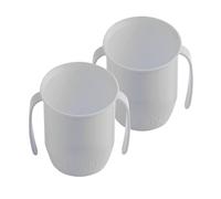 Doidy Cup Pack of 2, 200ml (7oz) | 3+ Months | Easy Training for Transition to Weaning | Open Beaker with Handles for Easy Drinking (DoidyCup Twin, Grey)