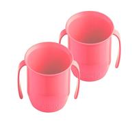 Doidy Cup Pack of 2, 200ml (7oz) | 3+ Months | Easy Training for Transition to Weaning | Open Beaker with Handles for Easy Drinking (DoidyCup Twin, Red)