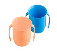 Doidy Cup Twin Pack 200ml (7oz) | Transition to Weaning (No Valve or Spout) | 3+ Months Baby | Open Beaker with Handles for Easy Drinking (Orange/Blue)