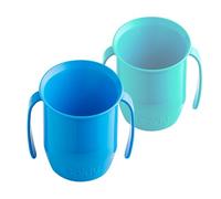 Doidy Cup Twin Pack 200ml (7oz) | Transition to Weaning (No Valve or Spout) | 3+ Months Baby | Open Beaker with Handles for Easy Drinking (Blue/Turquoise)
