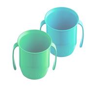 Doidy Cup Twin Pack 200ml (7oz) | Transition to Weaning (No Valve or Spout) | 3+ Months Baby | Open Beaker with Handles for Easy Drinking (Green/Turquoise)