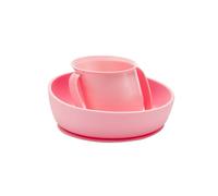 Doidy Cup and Bowl Gift Set, 6 Months +, Silicone Non-Slip Suction Bowl and Open Cup for Training and Learning to eat & Drink, weaning & Feeding Essentials for Baby Food (Pink)