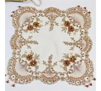 Doilies for Tables2Pcs 38x38cm European Beaded Coffee Tea Cup Table Mat Vase Fruit Plate Cover Cloth Wedding Party Holiday Decoration