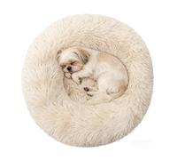 Doimier Calming Donut Dog Beds for Small Dogs Kitten - Washable Removable Cover Non-Slip Bottom, Round Pet Bed Puppy Bed Warming Fluffy Faux Fur Anti-Anxiety, Fits up to 15 lbs (Beige, 20")
