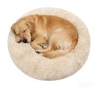 Doimier Calming Donut Dog Beds Large Sized Dog - Washable Removable Cover Non-Slip, Round Pet Bed Warming Fluffy Plush Faux Fur Anti-Anxiety Thick Cushion, Fits up to 80 lbs (Beige, 36")