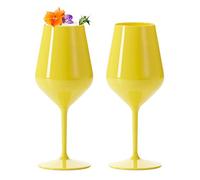 Doimoflair Plastic Wine Glasses Shatterproof Wine Glasses Champagne Glasses Plastic Yellow 47 cl