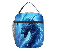 DOINBEE Dragon Lunch Box for Boys Kids Men, Cool Lightning Dragon Blue Lunch Cooler Bag, Funny Dragons Pattern Boys Insulated Lunchbox, Reusable Leakproof Portable Meal Handbags for Work School