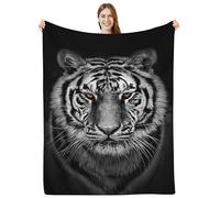 DOINBEE Tiger Face Animal Print Blanket - White Tiger, Fluffy Fleece Throw for Kids, Adults & Baby - 60"x50"