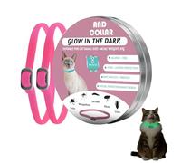 DOINEUFL 2 Pack Light Up Collar for Cats, Cat Collar to Prevent Infections, 18.9in Special Water Resistance Design Adjustable Cat Collars, Glow in the Dark, Contains Natural Essential Oils (Pink)