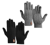 DOINEUFL 2 Pairs Winter Touchscreen Gloves Women Men Warm Alpaca Wool Thermal Knitted Gloves for Outdoor Running Cycling Everyday Gift