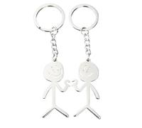 DOINEUFL 2 PCS Funny Keychain - Finger Heart Keyring, Stainless Steel Smiley Face Keychain, Personalised Gifts for Friends Couples