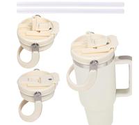 DOINEUFL 2 Pcs Stanley Cup Lid with Straw, 40 Oz, Plastic, Wide Mouth, Reusable, Leak Proof, Dust Proof, Fit for Stanley 40oz Cup