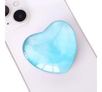 DOINEUFL 2PCS Phone Grip, Cute Heart Shaped Expanding Moblile Cell Phone Glass Holder, Multi-angle Collapsible Stand for Smartphones, Pads, Tablet (Ocean Blue)