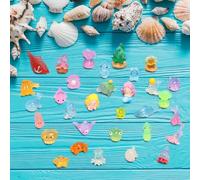 DOINEUFL 32 Pcs Mini Resin Animals, Tiny Glowing Sea Animals Figurines, Colorful Small Resin Animal Mixed for Miniature Aquarium Potted DIY Fish Tank Garden Decoration