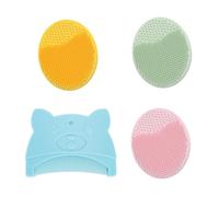 DOINEUFL 4 Pcs Baby Cradle Cap Brush, Baby Bath Brush & Comb, Silicone Face Scrubbers Exfoliator Brush for Facial Cleansing, Bathing, Newborn Essentials, Suitable for Adults and Baby