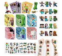 DOINEUFL 48 Sheets Minecraft Make a Face Stickers & Temporary Tattoos, DIY Sticker Party Bag Fillers, Birthday Party Game Gift Decorations for Kids