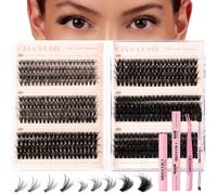 DOINEUFL 480 Pieces Cluster Lashes Kit 30-40-50-60-80-100D DIY Individual Eyelashes D Curl Durable Fluffy Russian Eyelashes Extensions for Girls and Women（8-16mm Mix) (30-100D(Tools))